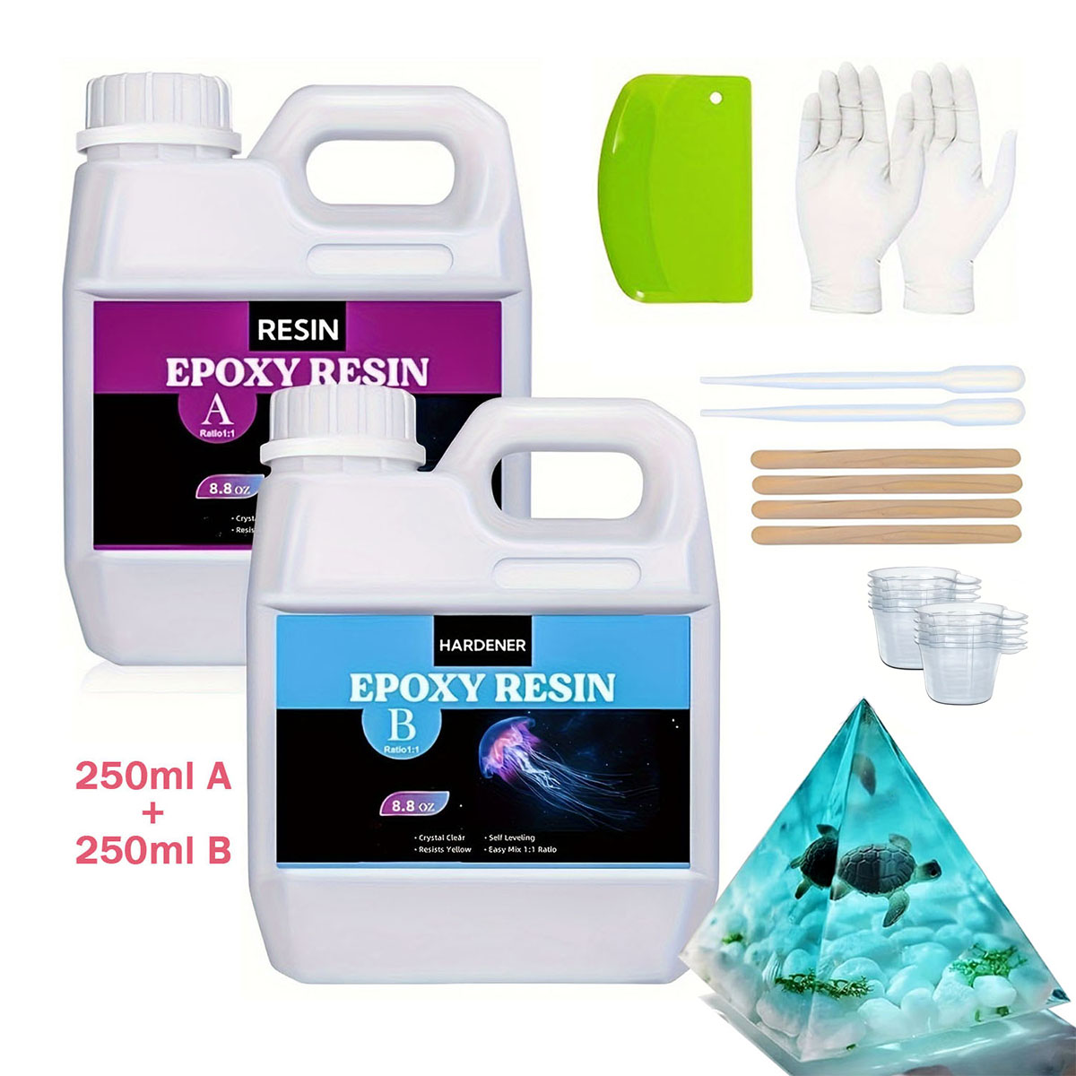 Resin Casting Mold - 125ml/250ml 크리스탈 클리어 캐스팅 수지 키트,