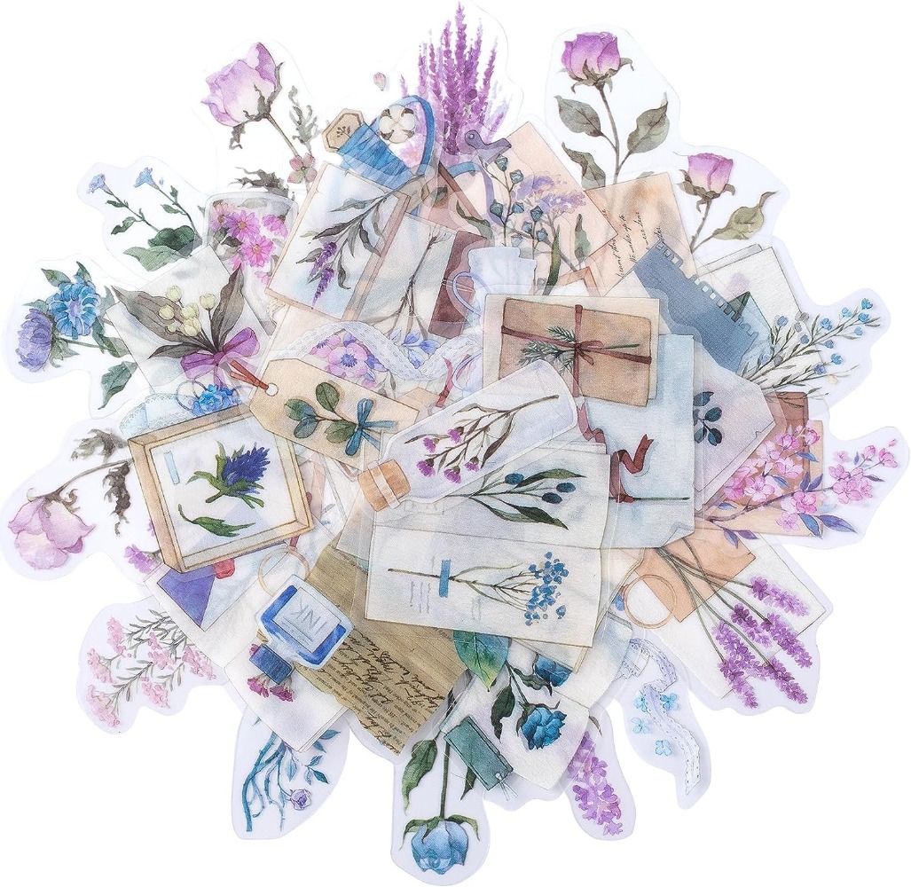 Art Craft Journal - 80PCS 라벤더 스크랩북 스티커 빈티지 로맨틱