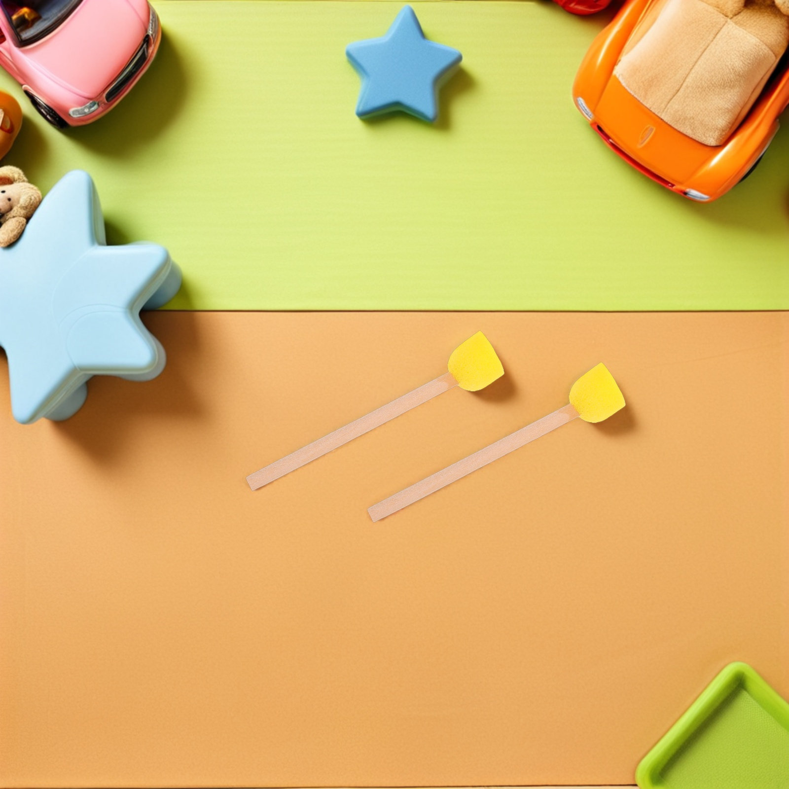 Art Craft For Preschoolers - 80Pcs 라운드 스폰지 브러쉬 나무 손잡이