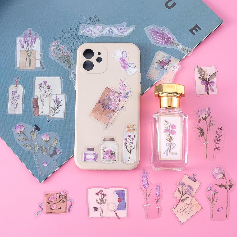 80PCS 라벤더 스크랩북 스티커 빈티지 로맨틱 보라색 - Art Craft Journal 리뷰 및 가격