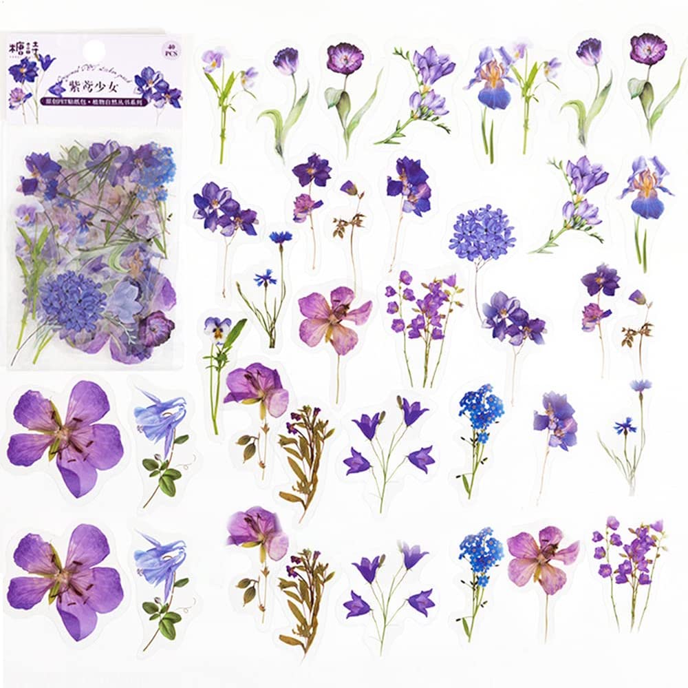 40 Pcs 스크랩북 스티커 애완 동물 투명 꽃 자연  - Art Craft Journal 리뷰 및 가격
