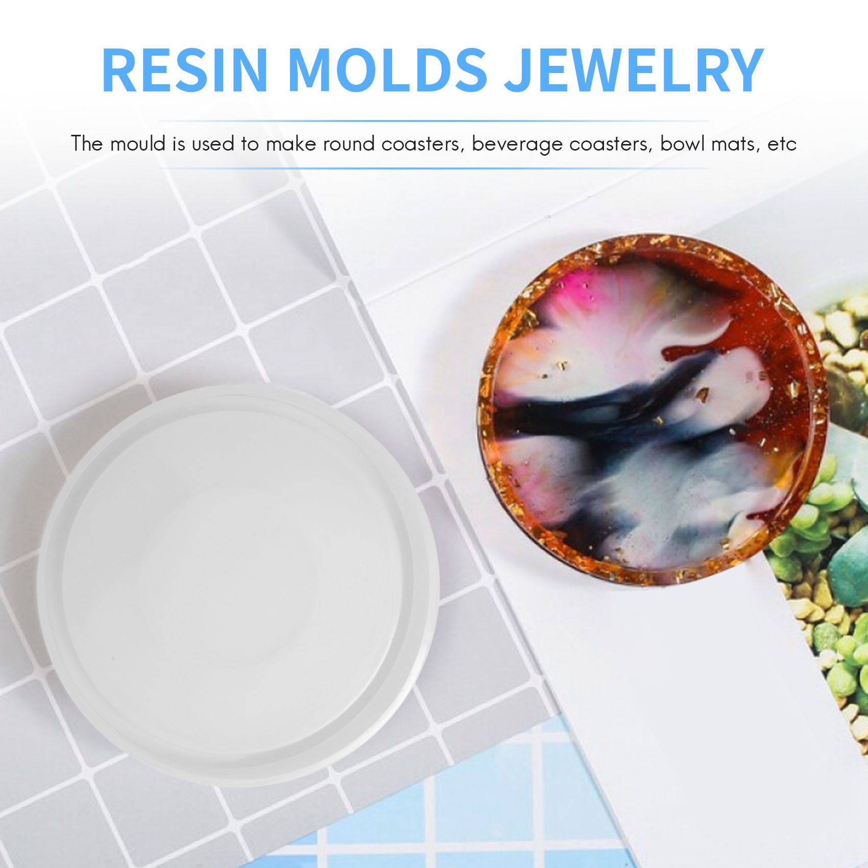 ABQR 4팩 대형 DIY 원형 코스터 실리콘 몰드,  - Resin Casting Mold 리뷰 및 가격