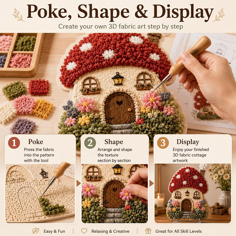 3D 버섯집 포케 아트 DIY 키트 패브릭 펀치 니들  - Art Crafting 리뷰 및 가격